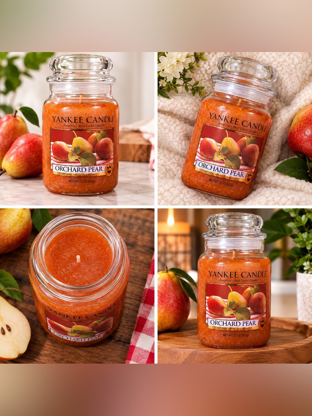 Large Yankee Candle Orchard Pear Jar Candle - Orange 22 oz
